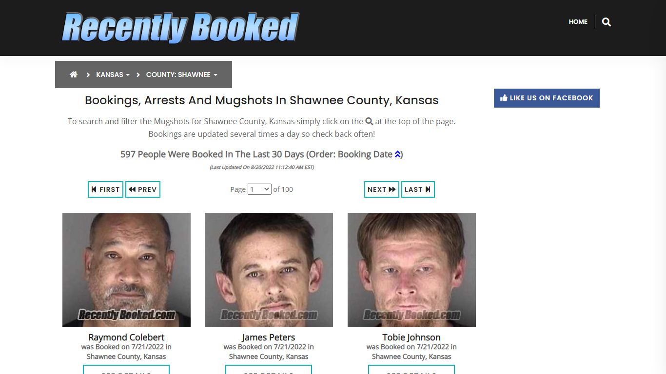 Bookings, Arrests and Mugshots in Shawnee County, Kansas